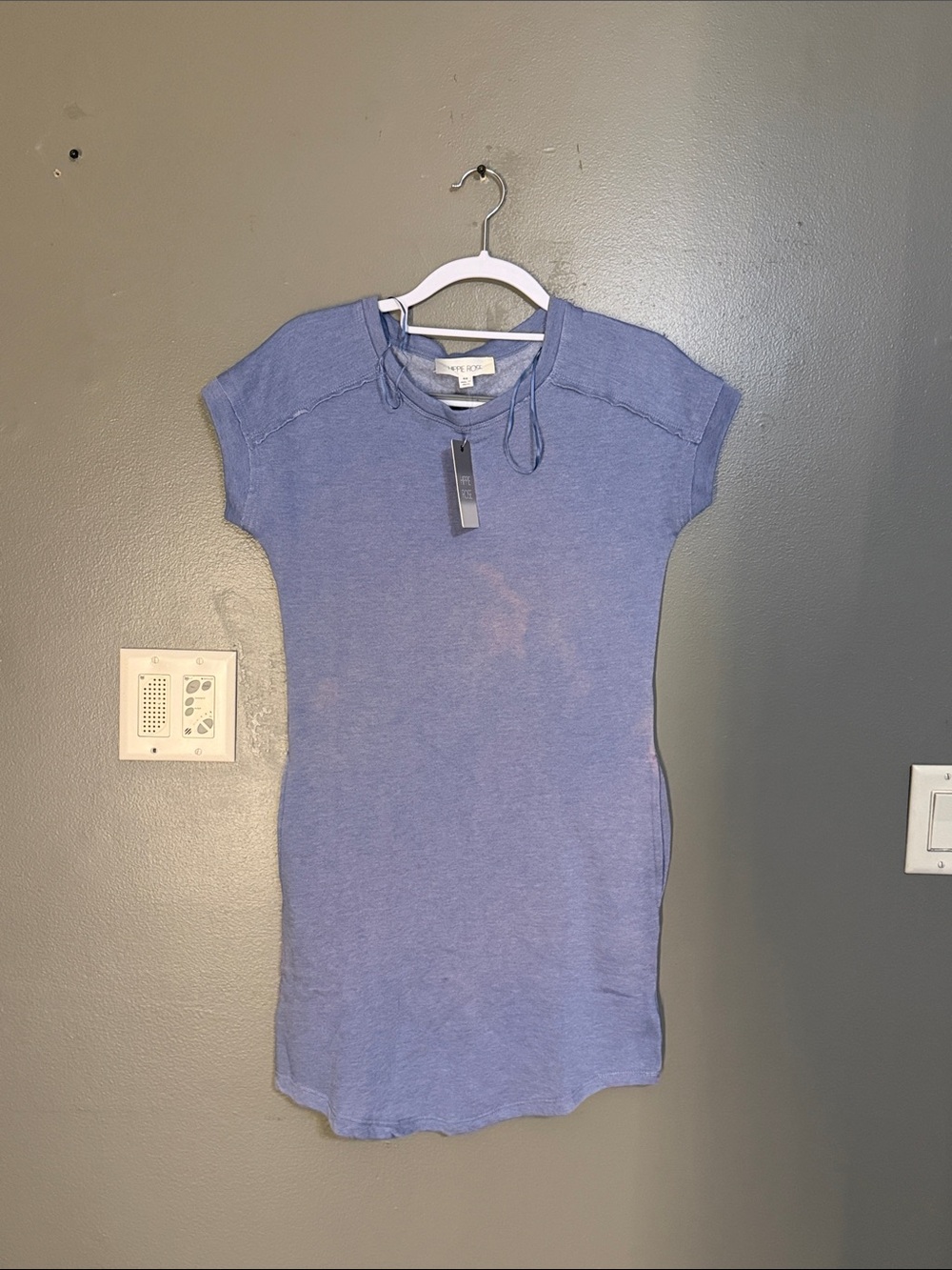 Hippie Rose Washed Denim T-Shirt Dress with Pockets XS